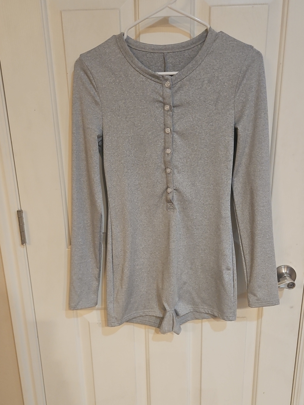 Smooth Gray Button Front Shorts Onesie Jumper • Size Small